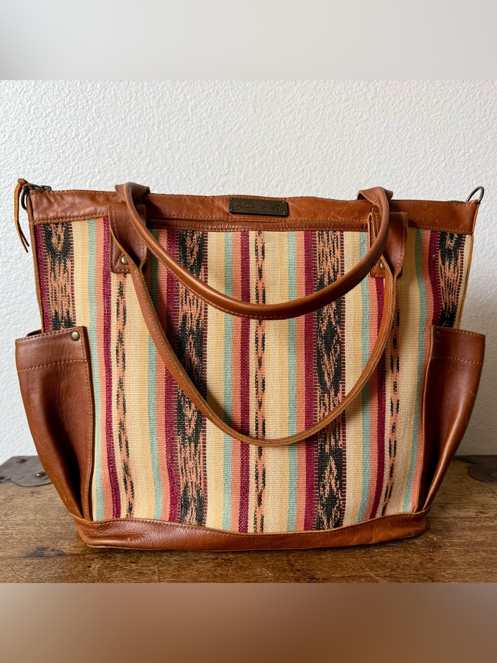 Nena & Co. Striped Guatemalan huipil and leather bag - Picture 5 of 12